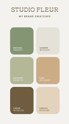 the color scheme for studio fleur's new brand swatches