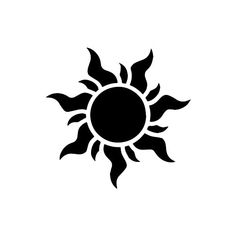 a black and white silhouette of the sun