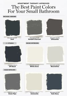 the best paint colors for your small bathroom in shades of gray, black and white