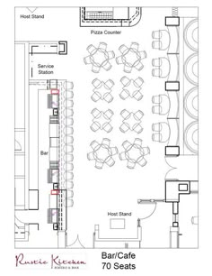 the floor plan for a restaurant with seating