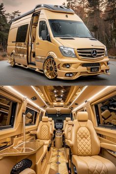 the inside and outside view of a luxury vehicle