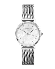 Step into the world of sophistication and grace with the Rosefield The Small Edit White Silver Watch 26WS-266, a masterpiece that pays homage to the timeless elegance of New York. This exquisite wristwatch is a celebration of classic design, encapsulated in a sleek and compact 2.6 cm case size that whispers vintage inspiration. It is the epitome of refined charm, destined to be a cherished addition to any watch collection. Every aspect of the Small Edit is a testament to meticulous craftsmanship Dainty Silver Watches For Women, Vintage Watches Women Silver, Feminine Aura, Silver Watches, Vintage Watches Women, Delicate Feminine, Vintage Inspiration, Mesh Bracelet, Detailed Design