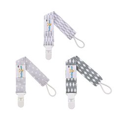 three lanyards with white and gray designs on them