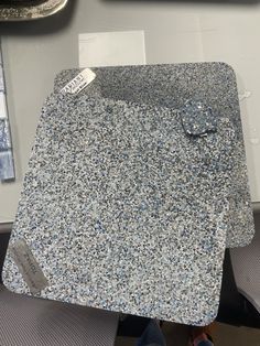 there is a blue granite counter top on display