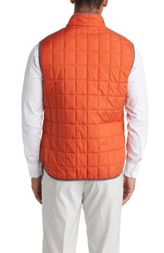 Lightweight and layerable, this quilted vest sports secure zippered pockets and a stand collar to help keep the elements at bay. Stand collar with button tab Lined, with fill 100% polyester Machine wash, dry flat Imported Outdoor Solid Color Vest With Pockets, Outdoor Nylon Vest With Multiple Pockets, Sports Nylon Vest With Pockets, Nylon Sports Vest With Pockets, Outdoor Nylon Vest With Padded Collar, Quilted Vest, Nordstrom Store, Stand Collar, Boy's Clothing