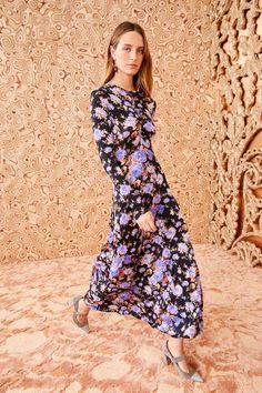 Naia Dress - Iris Nyc Boutiques, Ulla Johnson Dress, Swimwear Girls, Long Sleeve Maxi, Purple Hues, Ulla Johnson, Long Sleeve Maxi Dress, Midi Length, Round Neckline