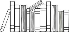 a black and white line drawing of books