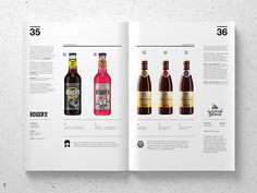 an open magazine with different types of alcohol