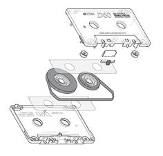 an image of two cassettes on top of each other with the same tape attached to them