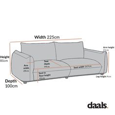 the width of a couch with measurements for it