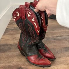 Gorgeous Boots. Gorgeous Boots, Vintage Cowboy Boots, Vintage Cowboy, Shoes Heels Boots, Lady In Red, Cowboy Boots, Shoes Women Heels, Heeled Boots, Black Red