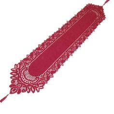 a red lace on a white background