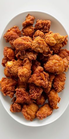 fried chicken pieces in a white bowl