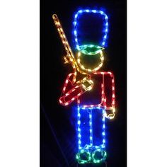 a lighted figure with a baseball bat in it's hand and lights all around the body