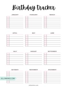 the printable birthday tracker is perfect for kids to use in their own home or office