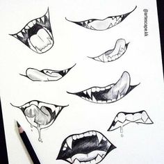 some drawings of mouth shapes and teeth