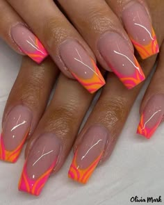 Color: orange, Size: One Size Orange Nail, Nagel Tips, Ombre Acrylic Nails, Summery Nails, Stick On Nails, Orange Nails, Nail Arts, Best Acrylic Nails, Artificial Nails