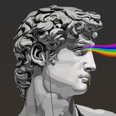 an image of a man with a rainbow in his mouth