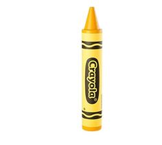 a yellow crayon marker on a white background