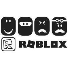 the roblox logo is shown in black and white, with three different faces