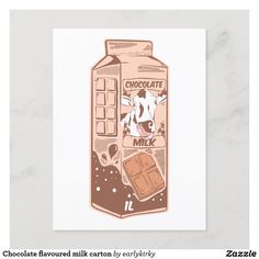 chocolate flavored milk carton with cow face on the front, and text that reads chocolate flavored milk carton by everyday