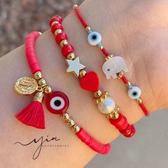 Evil Eye Jewelry Bracelet, Christmas Jewelry Diy, Braided Bracelet Diy, Diy Friendship Bracelets Patterns, Red String Bracelet, Beaded Jewels, Red String