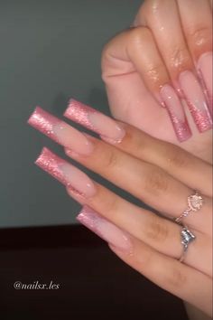 Christmas Acrylic Nails Long Square, Pink Bottoms Nails, Latina Acrylic Nails Pink, Pink Birthday Acrylic Nails, Pink Crystal Nails, Medium Pink Nails, Pretty Nude Nails, Sweet 16 Nail Ideas, Latina Nail Designs Pink