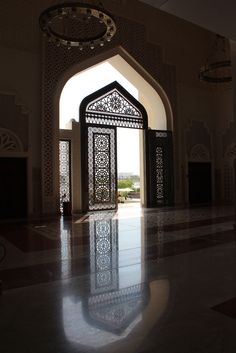 an open door in the middle of a building