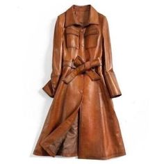 Trendy Fashion New Women's Brown Vintage Italian Stylish Real Leather Trench Coat XS to 5XL, Women's Clothing Classic Luxury Leather Jacket In Distressed Brown, Luxury Cognac Leather Jacket With Long Sleeves, Classic Luxury Distressed Brown Leather Jacket, Luxury Distressed Brown Casual Outerwear, Luxury Belted Outerwear For Night Out, Luxury Fall Outerwear With Double Button Closure, Luxury Leather Jacket With Double Button For Fall, Luxury Leather Pea Coat For Workwear, Luxury Brown Double-breasted Leather Jacket