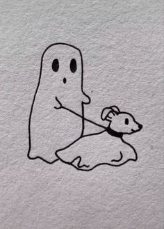 a drawing of a ghost holding a dog