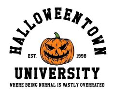 the halloween town university logo with a pumpkin on it