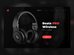 the beats pro wireless headphones are on display in front of a black and red background