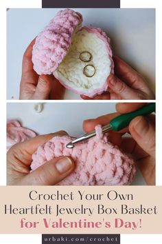 crochet your own heart - shaped jewelry box basket for valentine's day