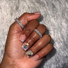 It Girl – The Nail Engineer Birthday Nail Black Women, Mini Short Nails, Bright Nails With Rhinestones, Nail Art Shorts, Nail Overlay Designs, Short French Tips Acrylic Nails, Short Glitter Acrylic Nails, 23 Birthday Nails, Birthday Short Nails