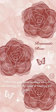 two red roses on a pink background with the words romantic rose written in white lettering