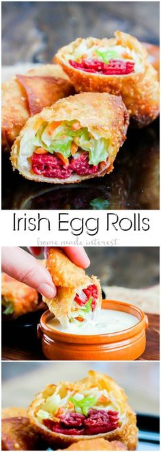 an egg roll with meat and vegetables in it