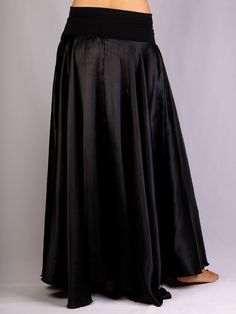 Claire Long Skirt in black satin and black lycra Long Black Skirt With Attached Cancan, Black Satin Full Skirt, Black Long Voluminous Skirt, Black Silk Full-length Skirt, Black Non-stretch Long Skirt, Black Satin, Long Skirt, Womens Skirt, Satin