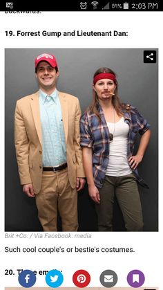 a man and woman standing next to each other in front of a gray background with the words brit + co on it