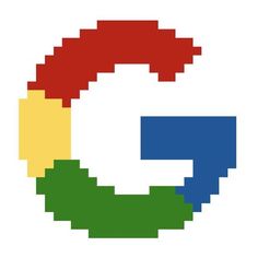 an image of the letter g in pixel art style with colors and shapes on it