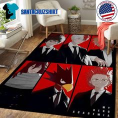 two rugs with anime characters on them