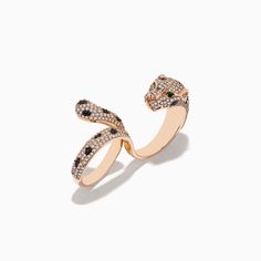 Effy Signature 14K Rose Gold Diamond & Emerald Double Finger Ring, 1.91 TCW Double Finger Ring, Rose Stone, Effy Jewelry, Finger Ring, Rose Gold Diamonds, Ring Finger, Gold Rose, Round Diamonds, Gold Diamond