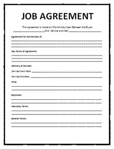 a job agreement is shown in this image