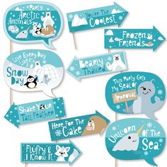 polar bear and penguin baby shower party photo booth props