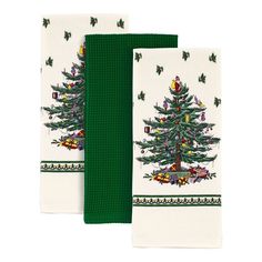 two christmas tree napkins on top of each other