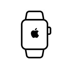 an apple watch is shown in black and white