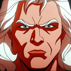 an animated image of a man with white hair and blue eyes