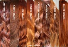 Copper Blonde Hair, Trendy We Fryzurach, Copper Blonde, Different Shades Of Red, Hair Color Formulas, Hair Color Chart, Hair Color Auburn