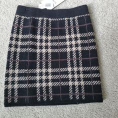 Brand New En Saison Bronte Plaid Knit Mini Skirt Black Knit Skirt For Fall, Knitted Skirt For Fall, Fall Knitted Skirt, Knit Mini Skirt, Bow Skirt, High Waisted Denim Skirt, Tiered Mini Skirt, Jumper Skirt, Faux Leather Mini Skirt