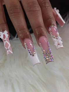 Multicolor  Collar   Plants Color Nails,3D Nails Embellished   Nail,Hand & Foot Care Nails White French, Fashion Nail Art, Long Acrylic Nail, Long Acrylic Nail Designs, Pink Ombre Nails, Shaped Nails, French Stripes, Nails Design With Rhinestones