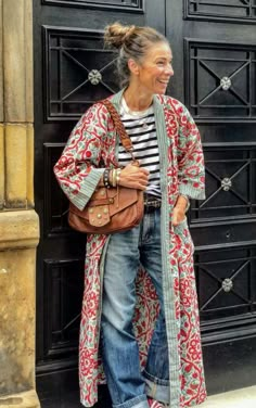 Vetement Hippie Chic, Mode Hippie, Stil Boho, Looks Street Style, Looks Style, Mode Inspiration, Kimono Fashion